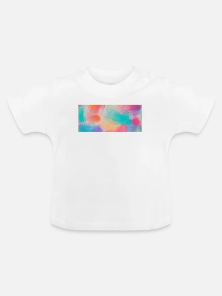 Lebendige Aquarellfarben - Baby Bio-T-Shirt mit Rundhals - Weiß