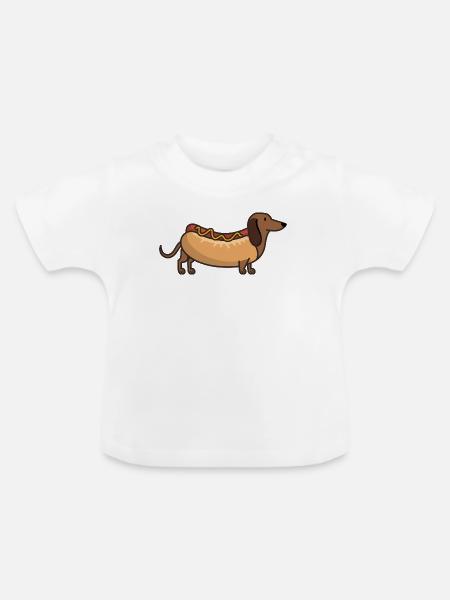Dackel Lustiges Tier - Baby Bio-T-Shirt mit Rundhals - Weiß