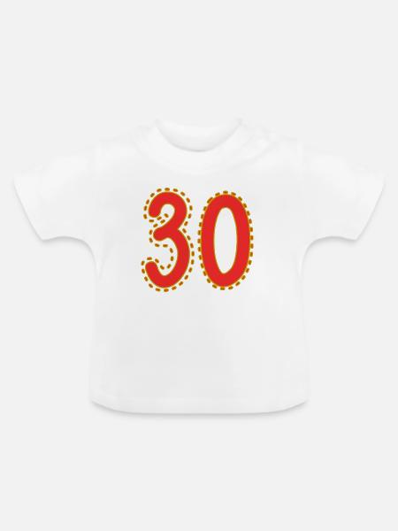 Nummer 30 auf farbigem Blattpapier - Baby Bio-T-Shirt mit Rundhals - Weiß