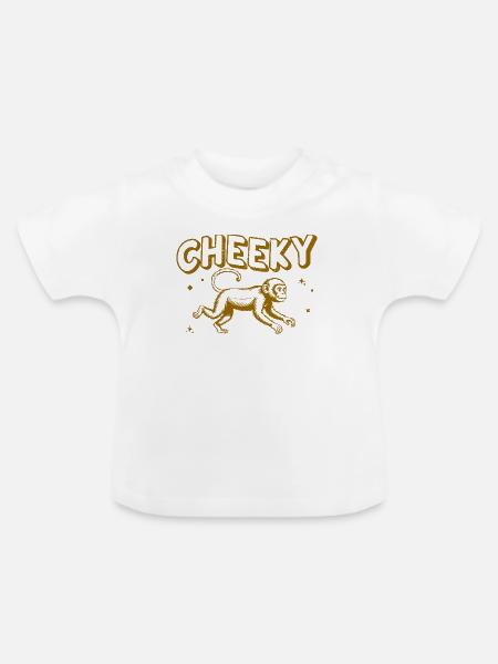 Verspielte freche Affe Illustration - Baby Bio-T-Shirt mit Rundhals - Weiß