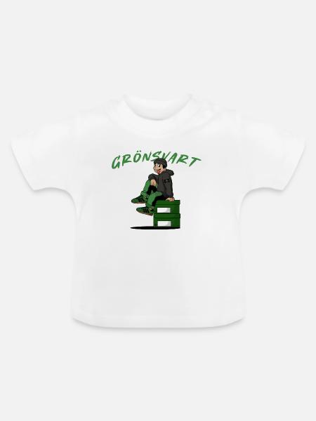 Grün-Schwarze Mode - Baby Bio-T-Shirt mit Rundhals - Weiß