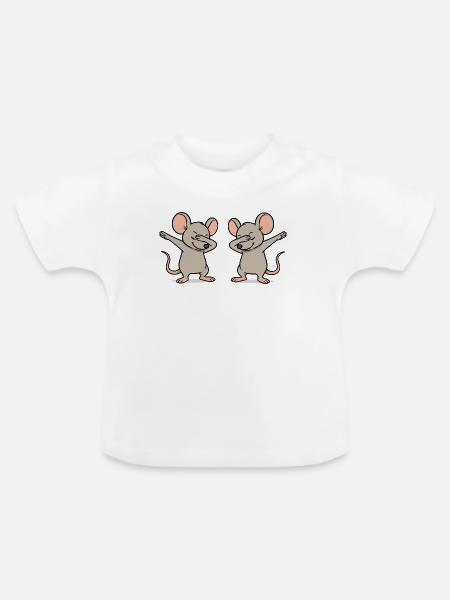 maus-dabbing-2 - Baby Bio-T-Shirt mit Rundhals - Weiß