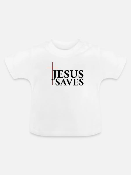 Jesus Rettet - Baby Bio-T-Shirt mit Rundhals - Weiß