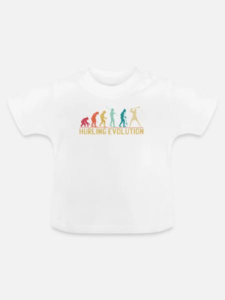 Hurling Evolution Silhouette Design - Baby Bio-T-Shirt mit Rundhals - Weiß