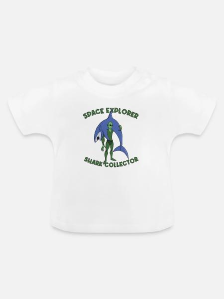 Weltraumforscher Hai-Sammler - Baby Bio-T-Shirt mit Rundhals - Weiß
