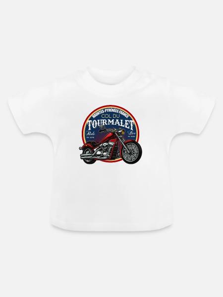 Tourmalet Mountainbike Abzeichen - Baby Bio-T-Shirt mit Rundhals - Weiß