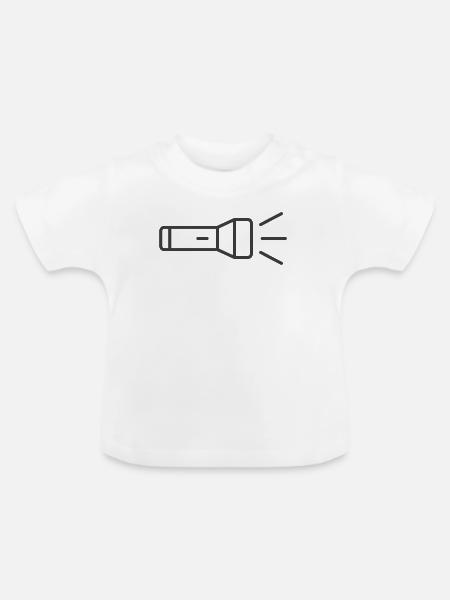 Taschenlampen-Linien-Symbol - Baby Bio-T-Shirt mit Rundhals - Weiß