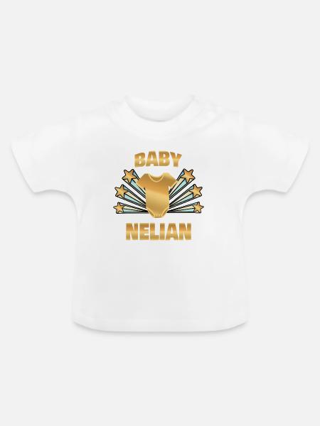 Nelian als Geburt - Baby Bio-T-Shirt mit Rundhals - Weiß