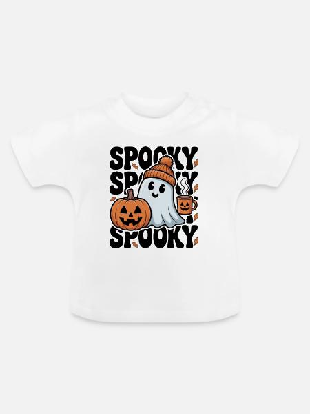 Halloween Spooky Ghost - Baby Bio-T-Shirt mit Rundhals - Weiß