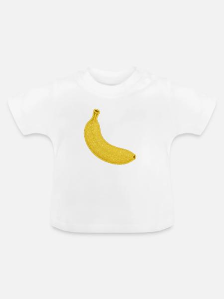 Glitzernde Bananen-Illustration - Baby Bio-T-Shirt mit Rundhals - Weiß