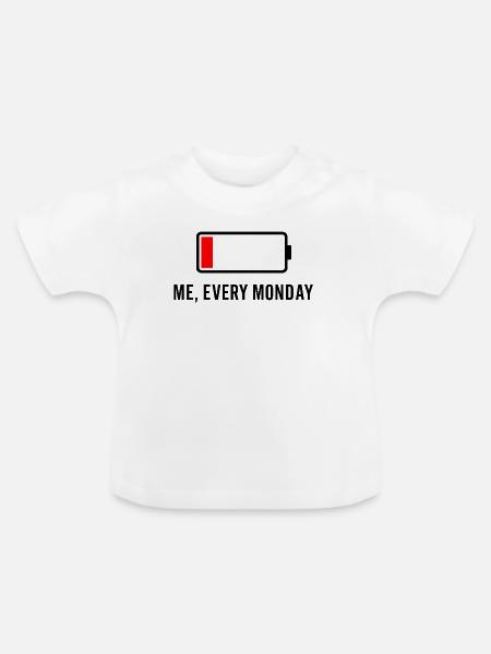 Schwache Batterie – Ich, jeden Monat - Baby Bio-T-Shirt mit Rundhals - Weiß