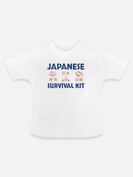 Japanisches Sushi Survival Kit Design - Baby Bio-T-Shirt mit Rundhals - Weiß