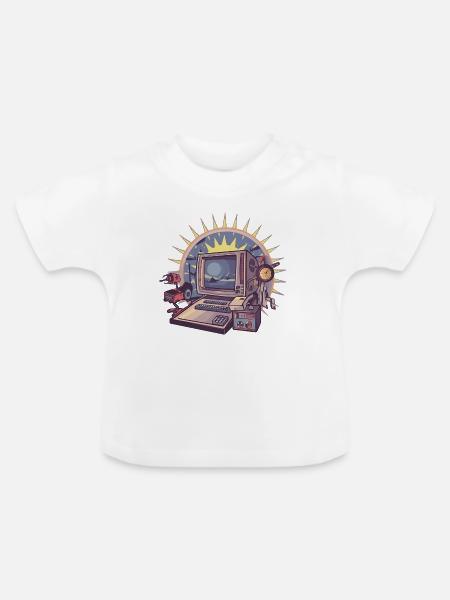 Futuristischer Computer mit Retro-Elementen - Baby Bio-T-Shirt mit Rundhals - Weiß