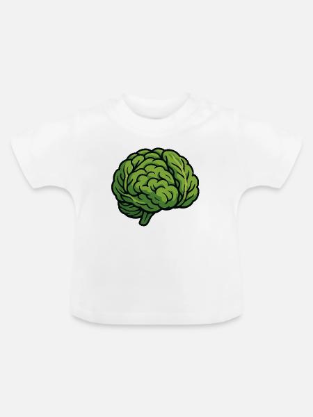 Salat-Gehirn - Baby Bio-T-Shirt mit Rundhals - Weiß