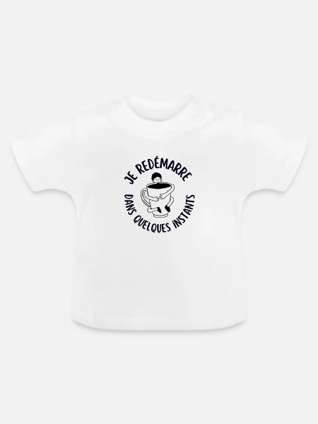 Kaffeesüchtig - Baby Bio-T-Shirt mit Rundhals - Weiß