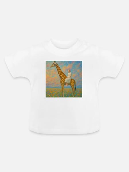 Träumen mit der Giraffe  - Baby Bio-T-Shirt mit Rundhals - Weiß