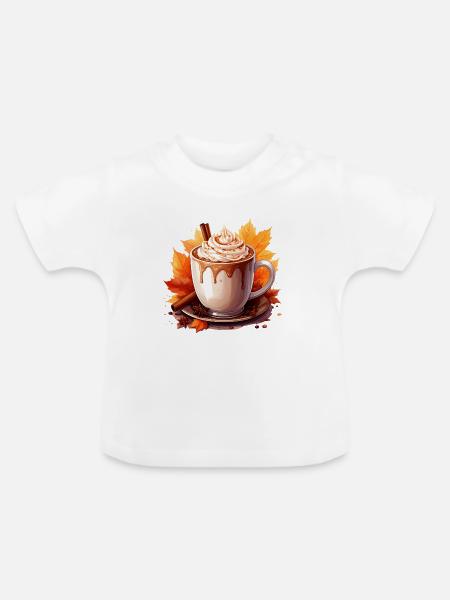 Herbstlicher Kakao - Baby Bio-T-Shirt mit Rundhals - Weiß