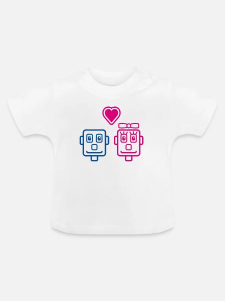 Robot Lovers von Helfspawn - Baby Bio-T-Shirt mit Rundhals - Weiß