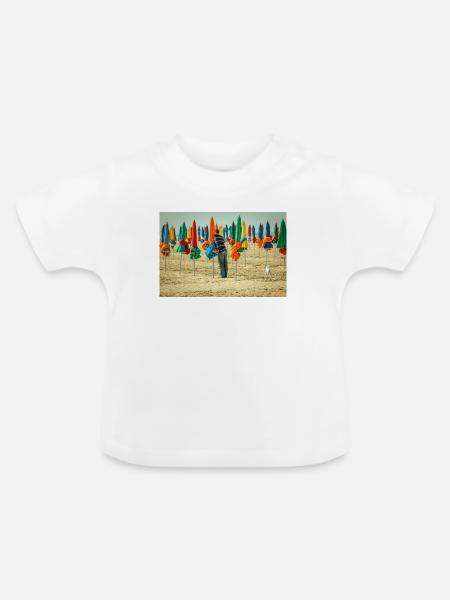 Am Strand - Baby Bio-T-Shirt mit Rundhals - Weiß