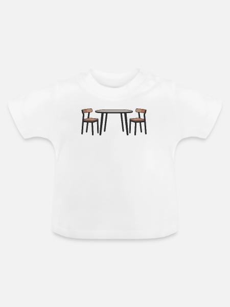 Zeitgenössische Esszimmergarnitur Illustration - Baby Bio-T-Shirt mit Rundhals - Weiß
