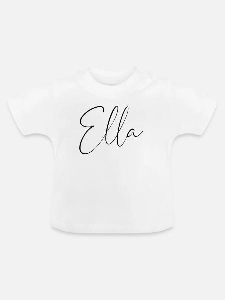ella / handschrift personalisiertes design - Baby Bio-T-Shirt mit Rundhals - Weiß