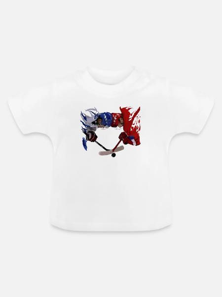 Eishockey Duell Blau Rot - Baby Bio-T-Shirt mit Rundhals - Weiß