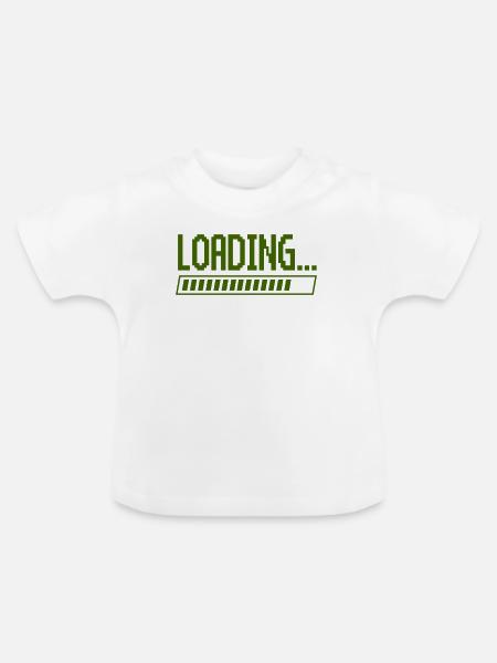 Ladebalken Pixel-Design - Baby Bio-T-Shirt mit Rundhals - Weiß