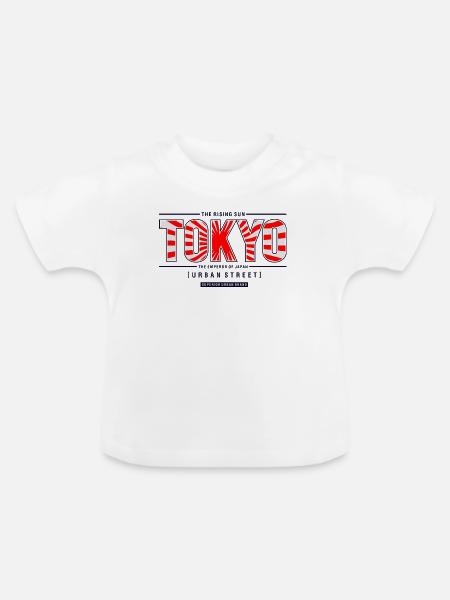 Tokyo Rising Sun Urbane Straße - Baby Bio-T-Shirt mit Rundhals - Weiß