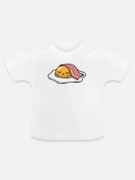 Sleeping Egg with Bacon Cartoon - Baby Bio-T-Shirt mit Rundhals - Weiß