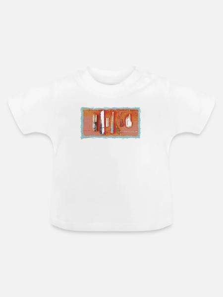 Rustikale Strandgutreihe - Baby Bio-T-Shirt mit Rundhals - Weiß