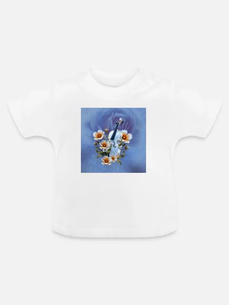 Celeste Geige mit Blumen - Baby Bio-T-Shirt mit Rundhals - Weiß