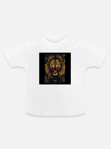 Roaring Golden Lion Poster Design - Baby Bio-T-Shirt mit Rundhals - Weiß