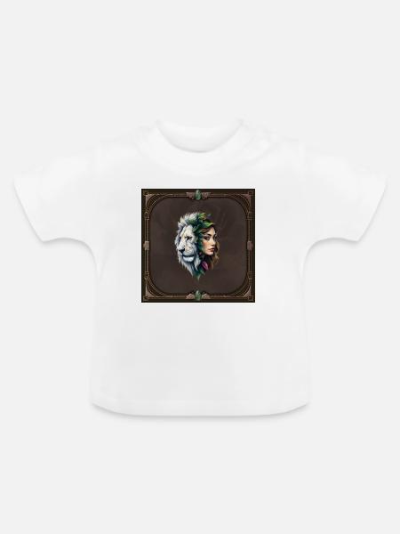 León y Musa Floral - Baby Bio-T-Shirt mit Rundhals - Weiß