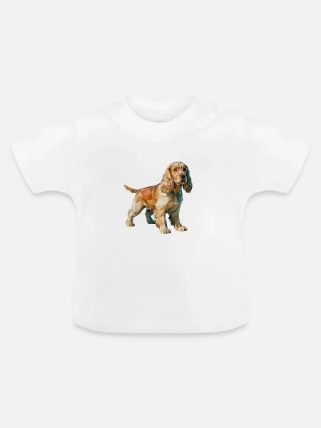 Cocker Spaniel - Cooles Low-Poly-Logo - Baby Bio-T-Shirt mit Rundhals - Weiß