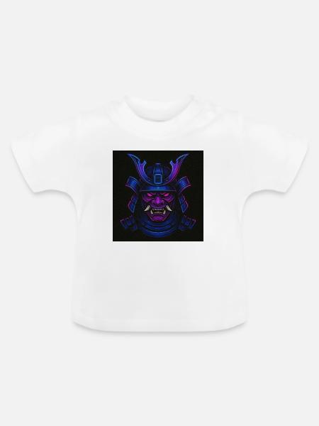 Neon Samurai Maske - Baby Bio-T-Shirt mit Rundhals - Weiß