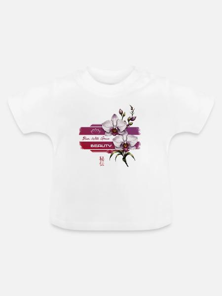 Orchideenblüte mit Anmut - Baby Bio-T-Shirt mit Rundhals - Weiß