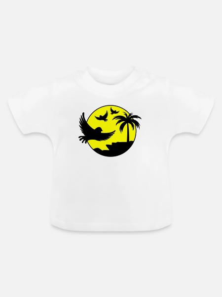 Paradise Insel Birds - Baby Bio-T-Shirt mit Rundhals - Weiß