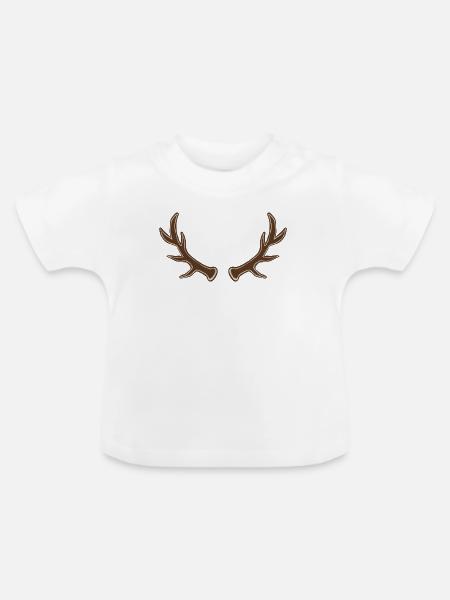 Rustikale Geweih-Silhouette - Baby Bio-T-Shirt mit Rundhals - Weiß