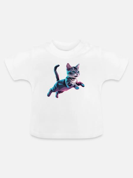Kätzchen - Cooles Low-Poly-Logo - Baby Bio-T-Shirt mit Rundhals - Weiß