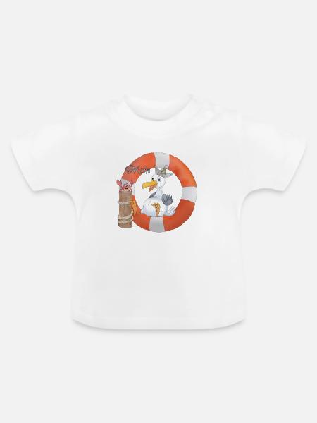 Moewe_im_Ring - Baby Bio-T-Shirt mit Rundhals - Weiß
