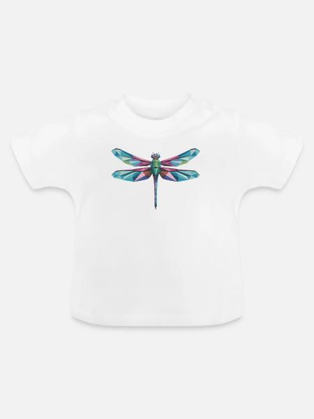 Dragonfly - Cooles Low-Poly-Logo - Baby Bio-T-Shirt mit Rundhals - Weiß