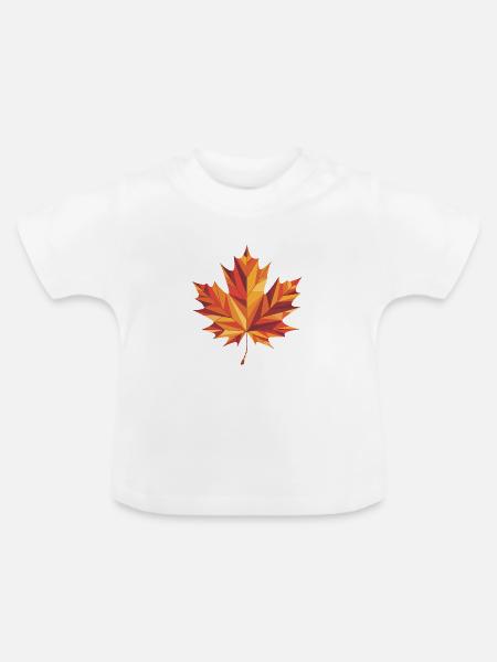 Herbstblatt - Cooles Low-Poly-Logo - Baby Bio-T-Shirt mit Rundhals - Weiß