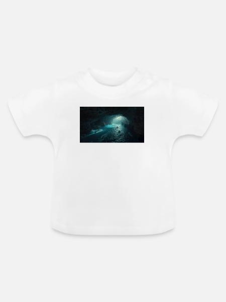 Leuchtende Meereshöhle - Baby Bio-T-Shirt mit Rundhals - Weiß