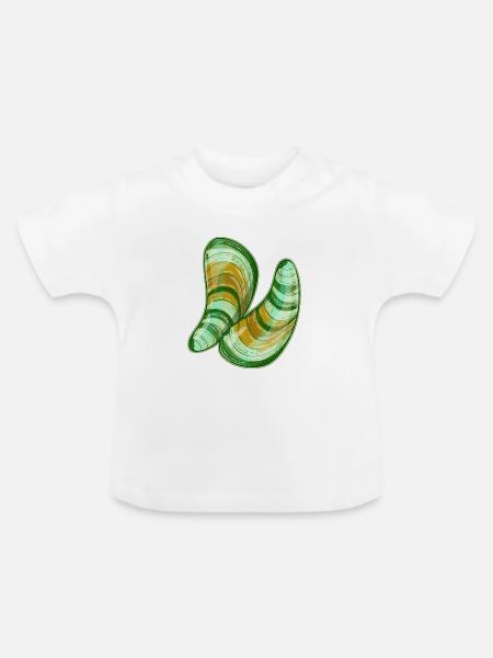 Grünlippmuscheln Illustration - Baby Bio-T-Shirt mit Rundhals - Weiß