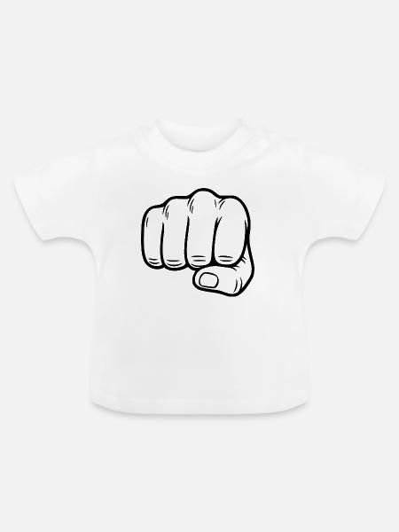 Faust Handzeichen – Fist Symbol - Baby Bio-T-Shirt mit Rundhals - Weiß