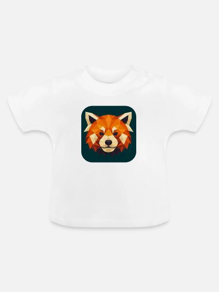 Roter Panda Kopf Low Poly - Baby Bio-T-Shirt mit Rundhals - Weiß