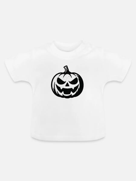 Grimmiger Halloween Kürbis - Baby Bio-T-Shirt mit Rundhals - Weiß