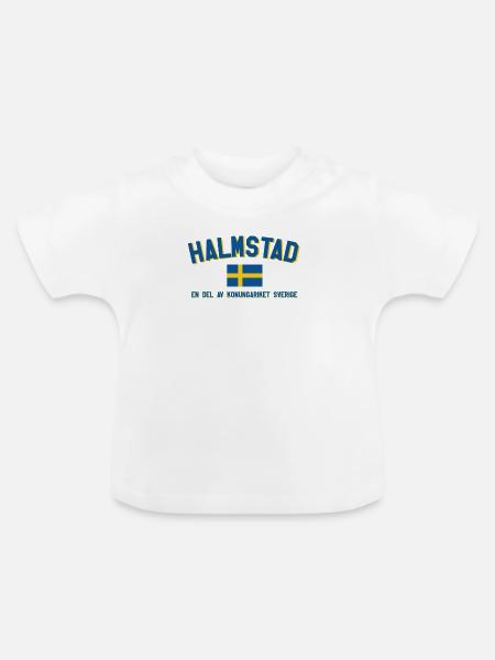 Halmstad Schwedische Flagge Thema - Baby Bio-T-Shirt mit Rundhals - Weiß