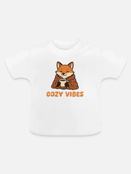Fuchs Cozy Vibes - Baby Bio-T-Shirt mit Rundhals - Weiß