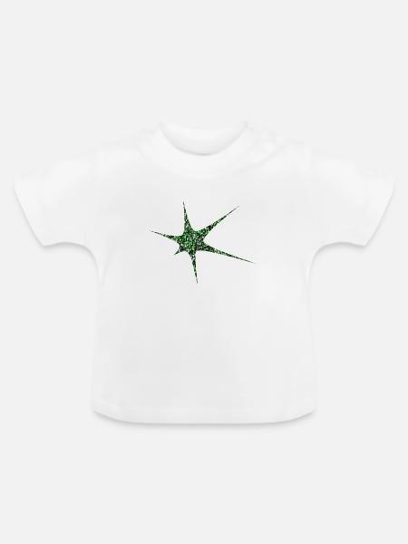 Grüner Glitzer Starburst Sparkle - Baby Bio-T-Shirt mit Rundhals - Weiß